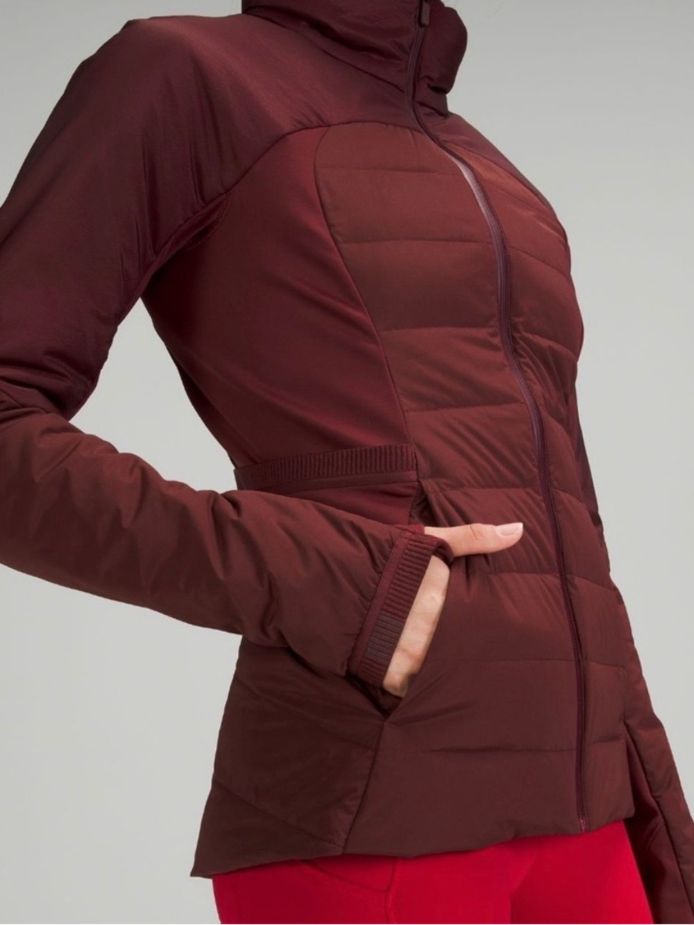 Lululemon Down for It All Jacket Burgundy Maroon Hooded Running Jacket puffer